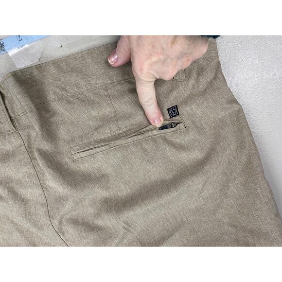 Burnside Shorts Mens 40 Beige Khaki Chino Flat Front Zip Pocket Stretch (42x10) - Picture 3 of 14